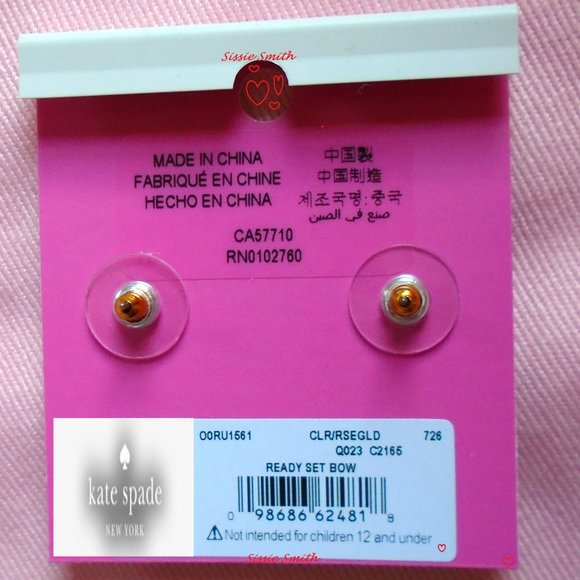 ♠️ Kate Spade ♠️️ " Ready Set Bow" Pave Bangle & Studs - Picture 7 of 13